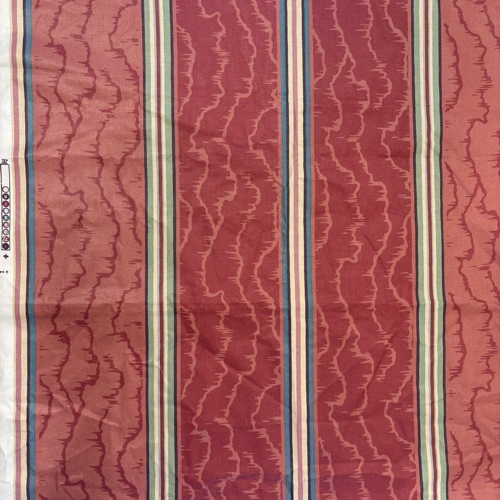 Vintage 1980 P Kaufman Screen Printed Fabric 76x56 Pink, Sage, Blue Cream